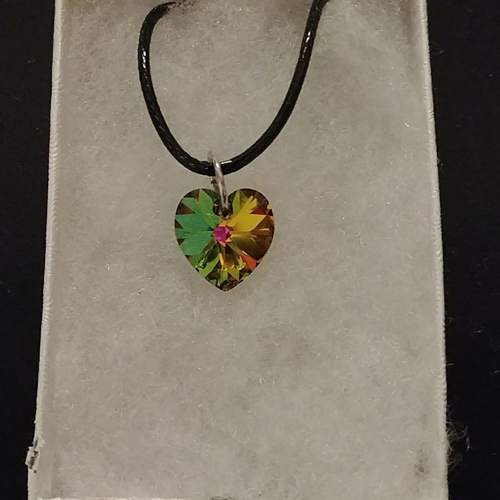 Minnesota Green Crystal Heart Necklace - Picture 3 of 8